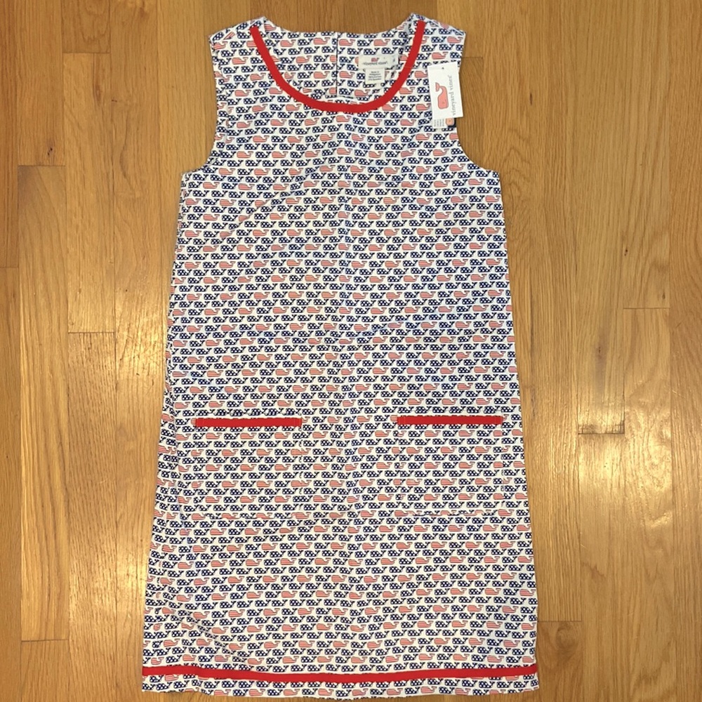 Girls red white blue vineyard vines dress